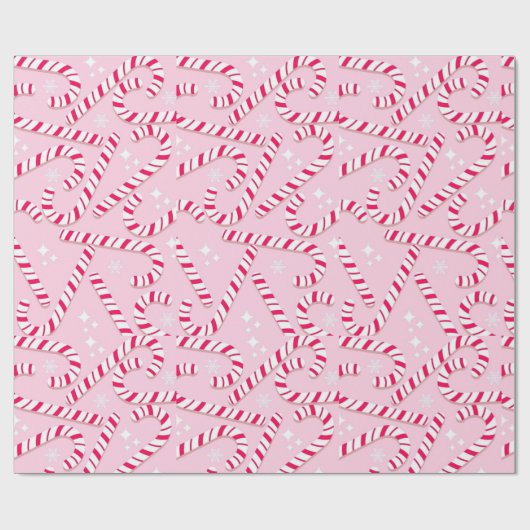 Pink Candy Canes Kerstmis Cadeaupapier (Vlak)