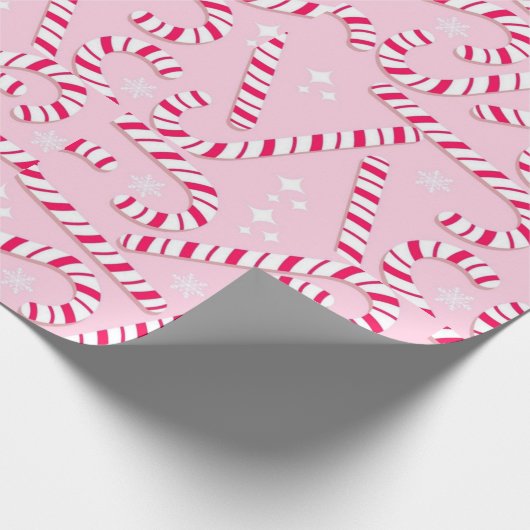 Pink Candy Canes Kerstmis Cadeaupapier (Hoek)