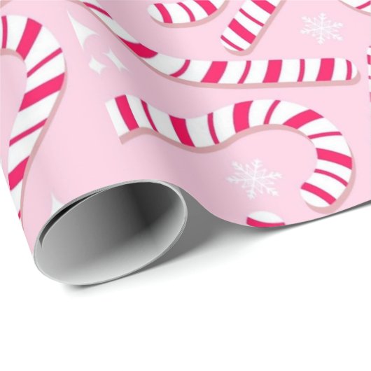 Pink Candy Canes Kerstmis Cadeaupapier (Rol Hoek)