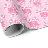 Pink Candy Canes met strik Cadeaupapier (Rol Hoek)