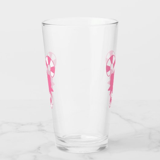 Pink Candy Canes met strik Glas (Links)