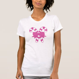 Pink Candy Canes met strik T-shirt