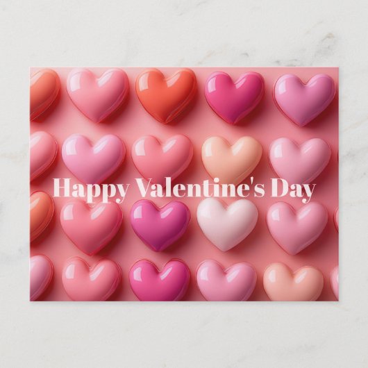 Pink Candy Hearts Valentine`s Day Card Briefkaart (Voorkant)