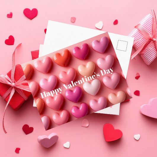 Pink Candy Hearts Valentine`s Day Card  Briefkaart