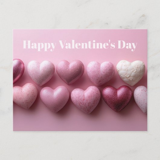 Pink Candy Hearts Valentine`s Day Card Briefkaart (Voorkant)