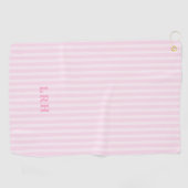 Pink Candy Stripe Design Tiny Initials Monogram Golfhanddoek (Horizontaal)