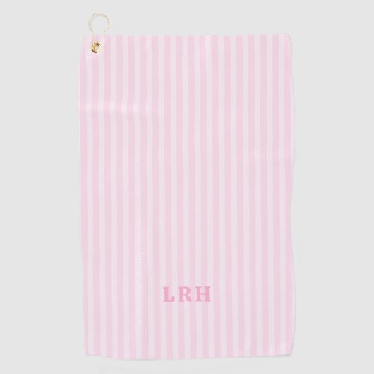 Pink Candy Stripe Design Tiny Initials Monogram Golfhanddoek (Voorkant)