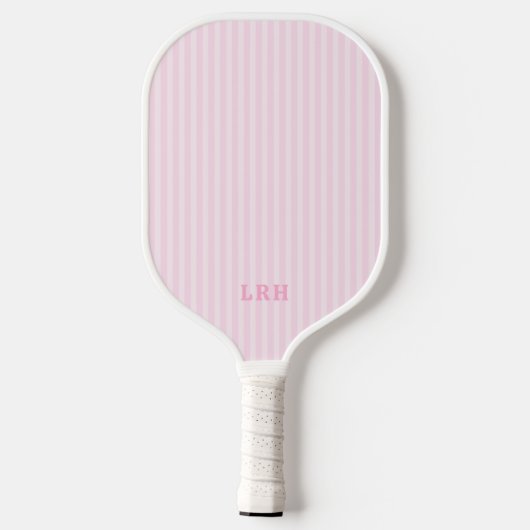 Pink Candy Stripe Design Tiny Initials Monogram Pickleball Paddle (Achterkant)