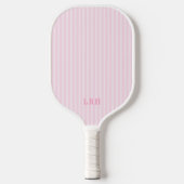 Pink Candy Stripe Design Tiny Initials Monogram Pickleball Paddle (Voorkant)