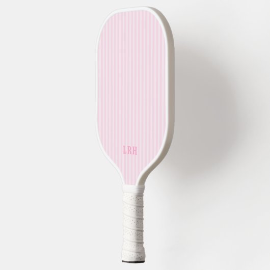 Pink Candy Stripe Design Tiny Initials Monogram Pickleball Paddle (Links)