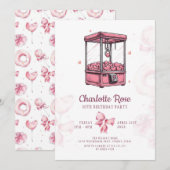 Pink Candyland Arcade Girl Verjaardagsfeestje Uitn Kaart (Voorkant / Achterkant)