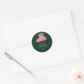 Pink Car Happy Holiday Script Round Sticker (Envelop)