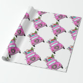 Pink Car with Christmas Gifts Cadeaupapier (Uitgerold)