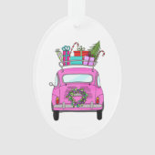 Pink Car with Christmas Gifts Ornament (voorkant)