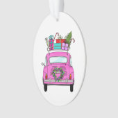 Pink Car with Christmas Gifts Ornament (voorkant)