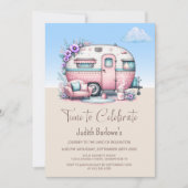 Pink Caravan Retirement Party Kaart (Voorkant)