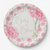 Pink Carnation Baby in Bloom Baby Shower  Papieren Bordje (Voorkant)
