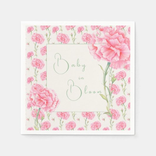 Pink Carnation Baby in Bloom Baby Shower  Servet (Voorkant)