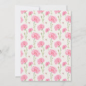 Pink Carnation Floral Bridal Shower Invitation Kaart (Achterkant)