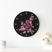 PINK CARNATION FLOWER BOUQUET, BLACK Floral Grote Klok (Huis)