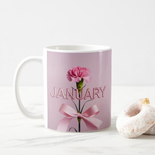  Pink Carnation January Flower Classic Mug Koffiemok (Met donut)