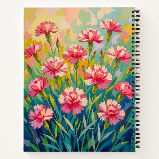 Pink Carnations Notebook Notitieboek (Achterkant)