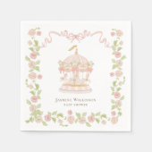 Pink Carousel Floral Baby Shower Paper Napkins Servet (Voorkant)