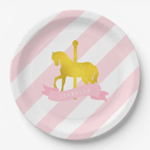Pink Carousel Horse Birthday Party Papieren Bordje