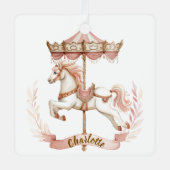 Pink Carousel Personalized Name Christmas Ornament (Voorkant)