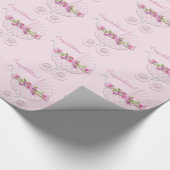Pink Carriage Baby Girl Cadeaupapier (Hoek)