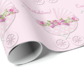 Pink Carriage Baby Girl Cadeaupapier (Rol Hoek)