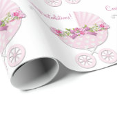 Pink Carriage Baby Girl Cadeaupapier (Rol Hoek)