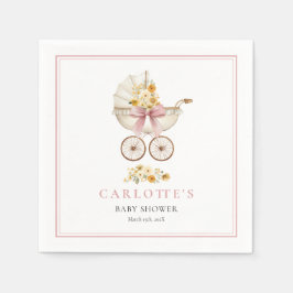 Pink Carriage Welcome Baby Shower Napkin Servet
