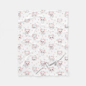 Pink Cartoon Cat Pattern with Stars and Pet Name  Fleece Deken (Voorkant)