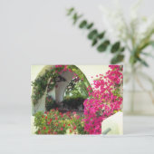 Pink Casa autopoort, Moraira, Costa Blanca bloemen Briefkaart (Staand voorkant)