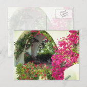 Pink Casa autopoort, Moraira, Costa Blanca bloemen Briefkaart (Voorkant / Achterkant)