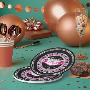 Pink Casino Poker Chip Birthday Party Papieren Bordje