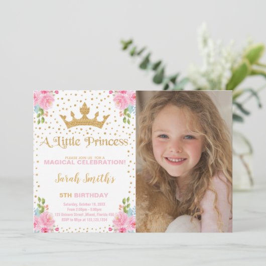 Pink Castle Editable Party Kaart (Staand voorkant)