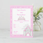 PINK CASTLE PRINCESS BIRTHDAY ARTIJ INVITATIE KAART (Staand voorkant)