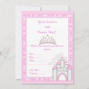 PINK CASTLE PRINCESS BIRTHDAY ARTIJ INVITATIE KAART