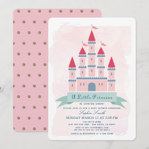 Pink Castle Princess Girl Baby shower Kaart