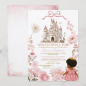 Pink Castle Princess One-ce Upon A Time Birthday I Kaart (Voorkant / Achterkant)