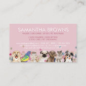 Pink Cat Bird Dog Waterverf Flowers Visitekaartje (Achterkant)