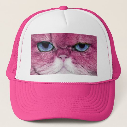 PINK CAT FIERCE LOOK CAT EYS, FUN PINK CAT TRUCKER PET (Voorkant)