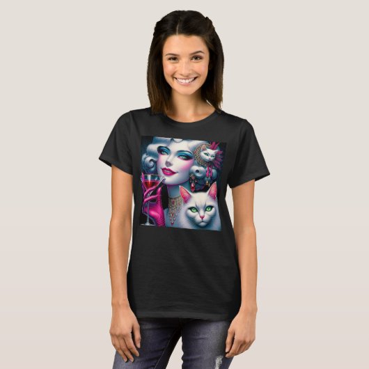 Pink Cat Lady T-shirt (Voorkant volledig)