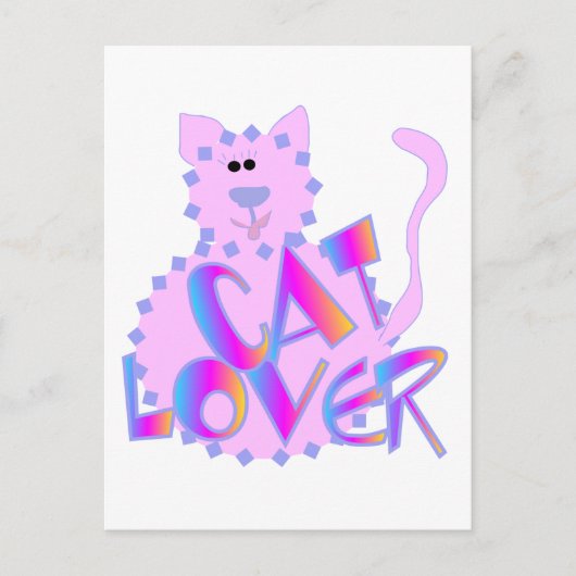 Pink Cat Lover Tshirts en geschenken Briefkaart (Voorkant)