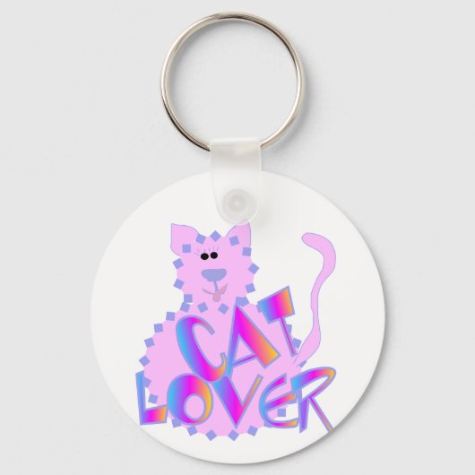 Pink Cat Lover Tshirts en geschenken Sleutelhanger (Voorkant)