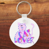 Pink Cat Lover Tshirts en geschenken Sleutelhanger (Voorkant)