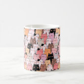 Pink Cats Illustration Monogram Mok (Center)