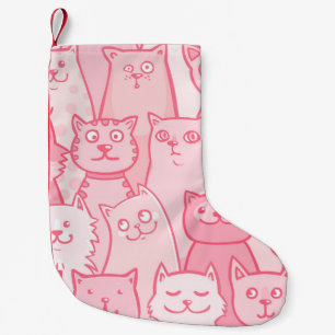 Pink Cats, Schattig naadloos patroon. Kleine Kerstsok